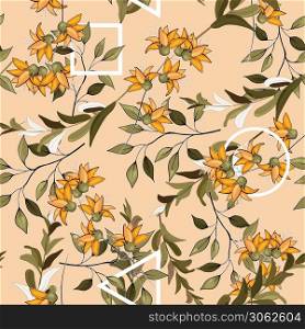 Trendy floral pattern. Isolated seamless print. Vintage background. Hand drawn vector illustration.