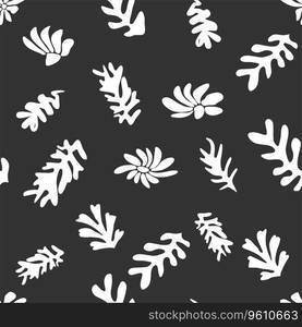 Trendy floral seamless pattern inspired by Matisse, black and white floral pattern.. Trendy floral seamless pattern inspired by Matisse, black and white floral pattern