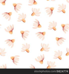 Trendy floral seamless pattern with flowers. Flower background illustration. Spring plants in elegant style. Colorful vector illustration. 