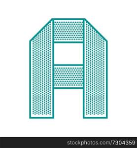 Trendy font folded from the perforated sheet. Flat alphabet, blue vector letter A on a white background.. flat perforate font
