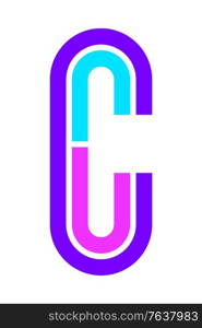 Trendy Font. New Alphabet, colorful letter C. Trendy Font. New Alphabet, colorful letter