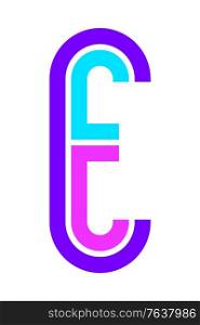 Trendy Font. New Alphabet, colorful letter E. Trendy Font. New Alphabet, colorful letter