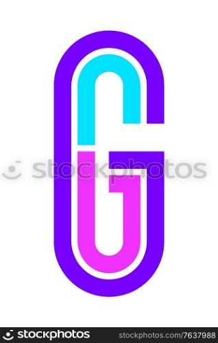 Trendy Font. New Alphabet, colorful letter G. Trendy Font. New Alphabet, colorful letter