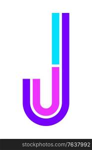 Trendy Font. New Alphabet, colorful letter J. Trendy Font. New Alphabet, colorful letter