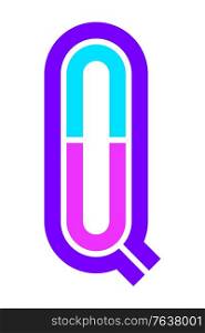 Trendy Font. New Alphabet, colorful letter Q. Trendy Font. New Alphabet, colorful letter
