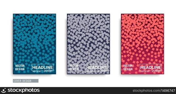 Trendy graphic background. Minimal geometric brochure templates. Abstract composition of chaotic placer square objects. Vector poster design. Trendy graphic background. Minimal geometric brochure templates. Abstract composition of chaotic placer square objects. Vector poster