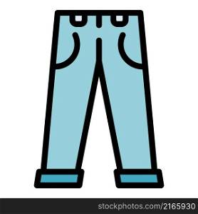 Trendy jeans icon. Outline trendy jeans vector icon color flat isolated. Trendy jeans icon color outline vector