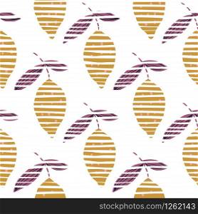 Trendy lemon with leaves seamless pattern. Hand drawn citrus fruits. Design for fabric, textile print, wrapping paper, children textile. Modern design.Vector illustration. Trendy lemon with leaves seamless pattern. Hand drawn citrus fruits.