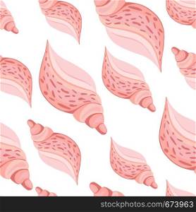 Trendy pink seashells vector seamless pattern. Underwater backdrop. Abstract shell marine wallpaper.. Trendy pink seashells vector seamless pattern. Underwater backdrop. Abstract shell