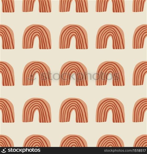Trendy rainbow seamless pattern on light background. Decorative backdrop for fabric design, textile print, wrapping, cover. Vector illustration.. Trendy rainbow seamless pattern on light background.
