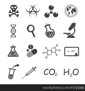 Trendy science vector icons on white background.