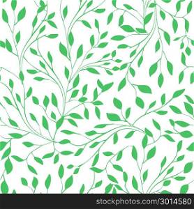 Trendy Seamless Floral Ditsy Print. Trendy Seamless Floral Print. Small green leaves on white background. Can be used for textile, fabric, wallpaper, scrapbooking design. Vector