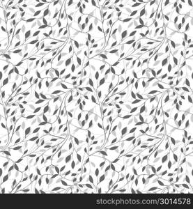 Trendy Seamless Floral Ditsy Print. Trendy Seamless Floral Print. Small grey leaves on white background. Can be used for textile, fabric, wallpaper, scrapbooking design. Vector