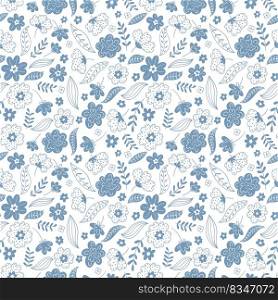Trendy seamless floral pattern. Fabric design with simple flowers. ute repeated pattern for fabric, wallpaper or wrap paper. Vector illustration isolated on white background.. Trendy seamless floral pattern. Fabric design with simple flowers.