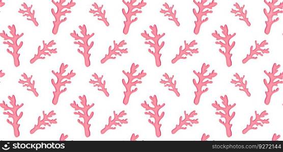 Trendy seamless pattern with pink coral on white background. Vector illustration. Trendy seamless pattern with pink coral on white background