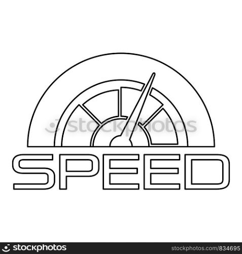 Trendy speedometer logo. Outline trendy speedometer vector logo for web design isolated on white background. Trendy speedometer logo, outline style