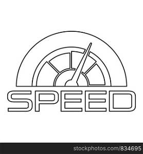 Trendy speedometer logo. Outline trendy speedometer vector logo for web design isolated on white background. Trendy speedometer logo, outline style