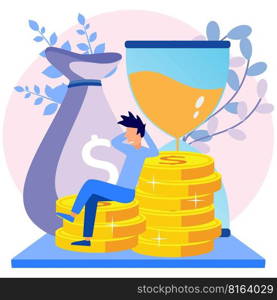 Trendy style vector illustration. Fees and funding, Rich finance to earn currency, capital concepts, investment, money transfer, e-commerce, economic success accounting. A lot of money coins.