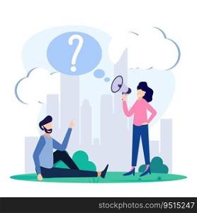 Trendy style vector illustration. The question and answer concept around the big QNA symbols, seminars, presentations, education and others. Can be used for web banners, landing pages.