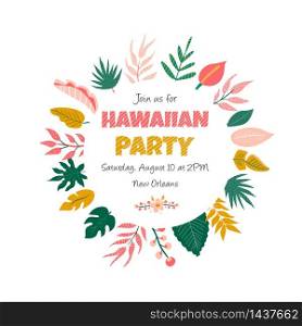 Trendy summer tropical leaves banner for invitations, greeting cards. Aloha, hawaiian, cocktail party. Trendy summer tropical banner for aloha party
