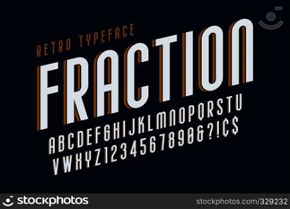 Trendy vintage display font design, alphabet, typeface, letters and numbers, typography. Swatch color control. Trendy vintage display font design, alphabet, typeface