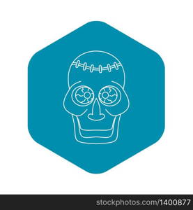 Trepanation skull of zombie icon. Outline illustration of trepanation skull of zombie vector icon for web. Trepanation skull of zombie icon, outline style