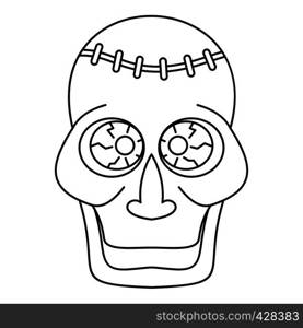 Trepanation skull of zombie icon. Outline illustration of trepanation skull of zombie vector icon for web. Trepanation skull of zombie icon, outline style