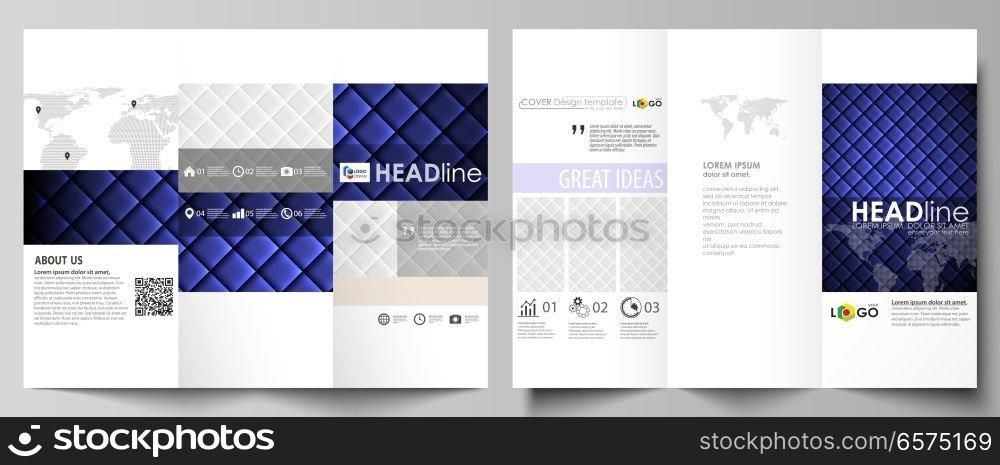 Tri-fold brochure business templates on both sides. Easy editable abstract vector layout in flat design. Shiny fabric, rippled texture, white and blue color silk, colorful vintage style background. Tri-fold brochure business templates on both sides. Easy editable abstract vector layout in flat design. Shiny fabric, rippled texture, white and blue color silk, colorful vintage style background.