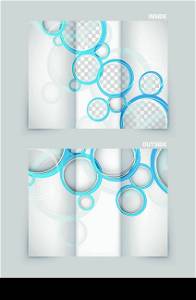Tri-fold brochure template design with blue circles