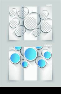 Tri-fold brochure template design with blue cut out circles