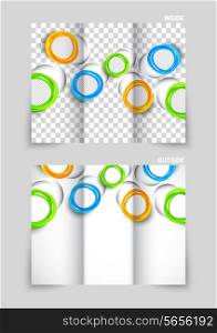 Tri-fold brochure template design with colorful circles