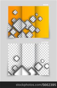 Tri-fold brochure template design with gray squares