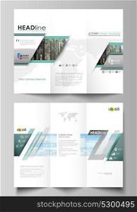 Tri-fold brochure templates on both sides. Abstract vector layout in flat design. Colorful background made of triangular or hexagonal texture for travel business, natural landscape in polygonal style.. Tri-fold brochure business templates on both sides. Easy editable abstract vector layout in flat design. Colorful background made of triangular or hexagonal texture for travel business, natural landscape in polygonal style.