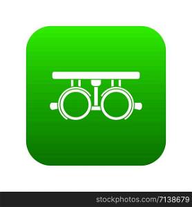 Trial frame for checking patient vision icon digital green for any design isolated on white vector illustration. Trial frame for checking patient vision icon digital green