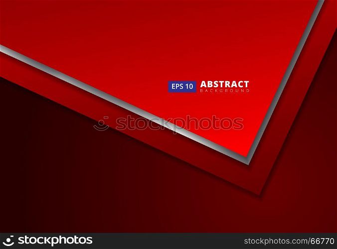 Triangle arrow corner overlap layer with copy space for text design, Red background, Vector illustration