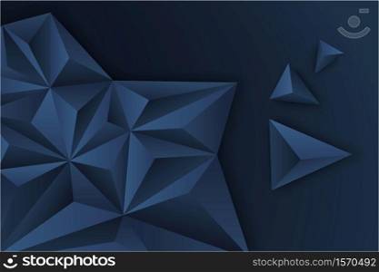 Triangle background of blue with dark space.Polygonal matal modern design.