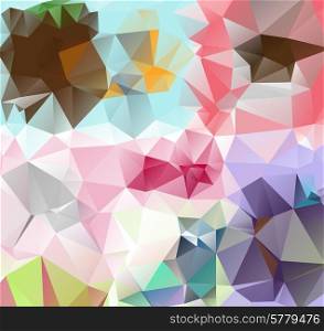 Triangle background with bright lines. Pattern of crystal geometric shapes. Multicolor mosaic banner. Abstract background