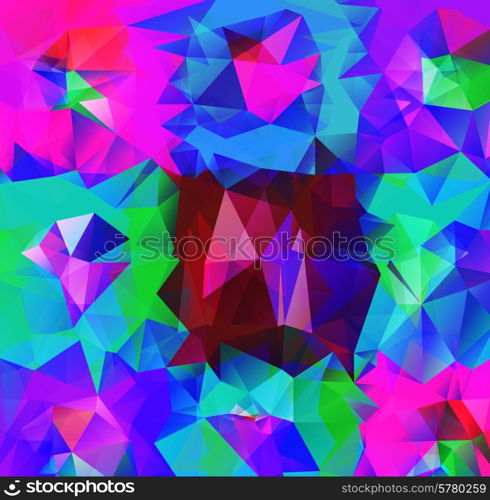 Triangle background with bright lines. Pattern of crystal geometric shapes. Multicolor mosaic banner. Abstract background