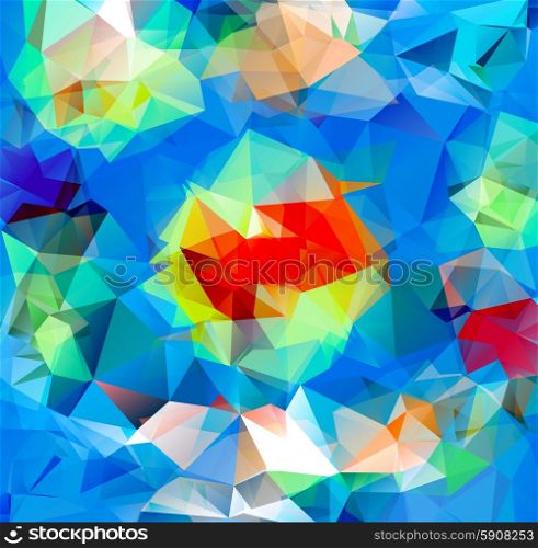 Triangle background with bright lines. Pattern of crystal geometric shapes. Multicolor mosaic banner. Abstract background. Triangle background. Pattern of geometric shapes
