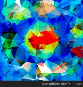 Triangle background with bright lines. Pattern of crystal geometric shapes. Multicolor mosaic banner. Abstract background. Triangle background. Pattern of geometric shapes
