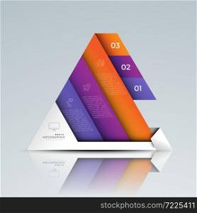 Triangle chart origami paper color in Vector info-graphic template for diagram presentation chart and business concept with 3 element options