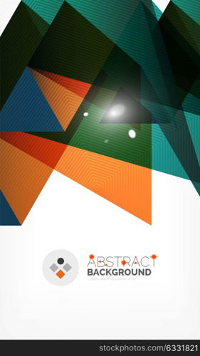 Triangle design business template with lights. Triangle design business template with lights, vector geometric professional minimal template, orange and blue colors