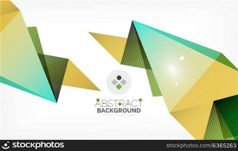 Triangle design business template with lights. Triangle design business template with lights, vector geometric professional minimal template, blue and yellow colors
