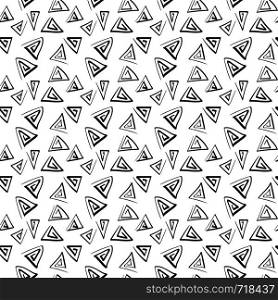 Triangle doodle pattern on white background.