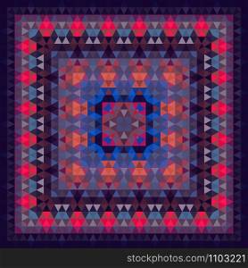 Triangle geometric vector abstract square pattern, silk scarf design, fashion textile ornament. Triangle geometric vector abstract square pattern