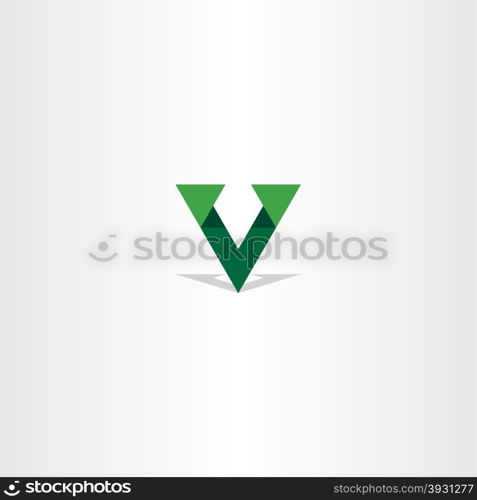 triangle green letter v logo icon design