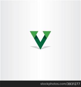 triangle green letter v logo icon design