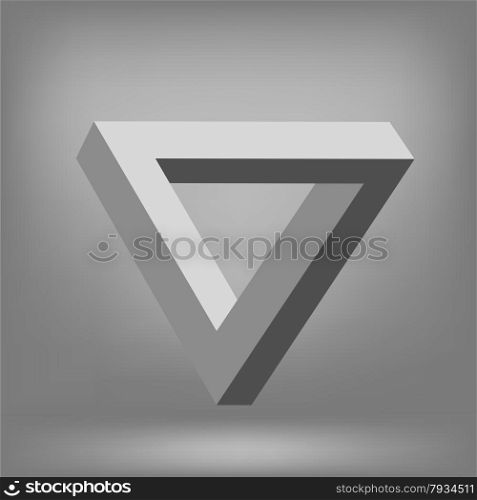 Triangle Isolated on Grey Background. Impossible Illusion.. Triangle