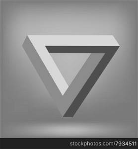 Triangle Isolated on Grey Background. Impossible Illusion.. Triangle