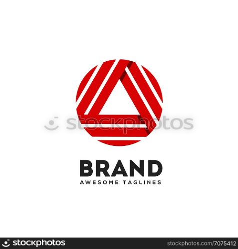 triangle letter A logo concept, Letter a logo with abstract arrow triangle and oval vector illustration, abstract construction logo